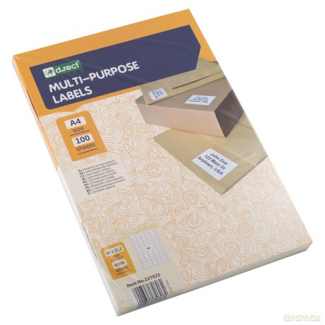 Etykieta Samoprzylepna D.Rect A4 65szt 38x21.2 100ark