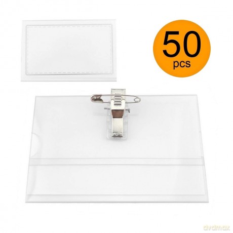 Identyfikator D.Rect Agrafka+Klips 50szt