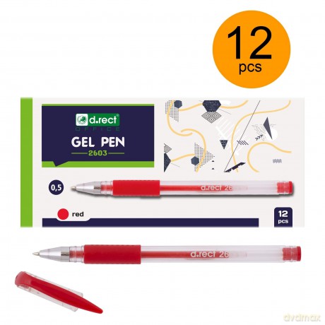 Pióro D.Rect Żel 2603 Czerwony 12szt