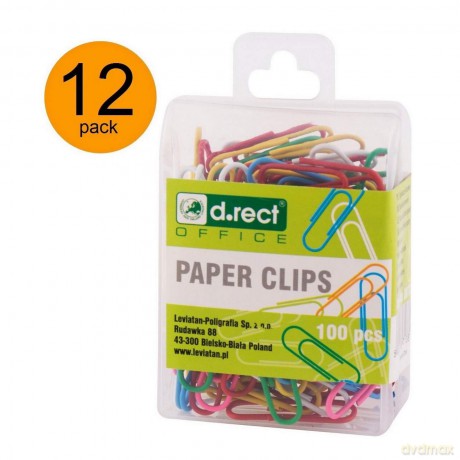 Spinacze Kolorowe D.Rect R28 A100 Zasobnik 12szt