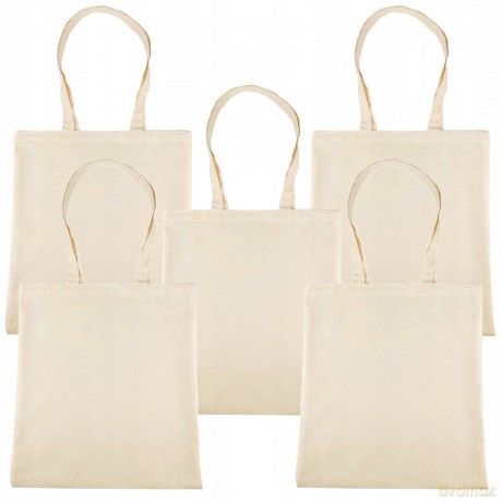 Torba Bawełniana 140g 380x420 Z Uszami Bez Nadruku 5szt Naturalny