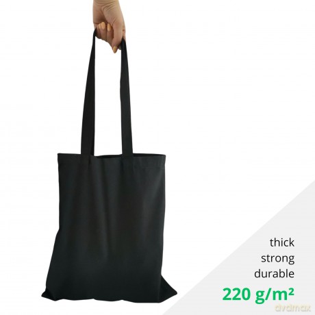 Torba Bawełniana 220g 380x420 Z Uszami Bez Nadruku 5szt Czarny