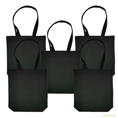 Torba Bawełniana 220g 380x420x10 Poszerzana Z Uszami Bez Nadruku 5szt Czarny