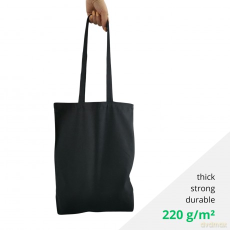 Torba Bawełniana 220g 380x420x10 Poszerzana Z Uszami Bez Nadruku 5szt Czarny