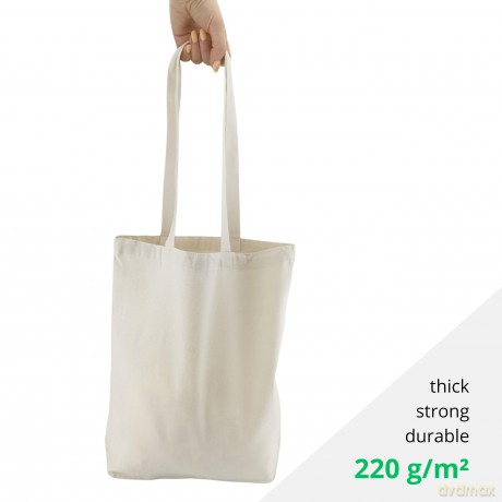 Torba Bawełniana 220g 380x420x10 Poszerzana Z Uszami Bez Nadruku 5szt Naturalny