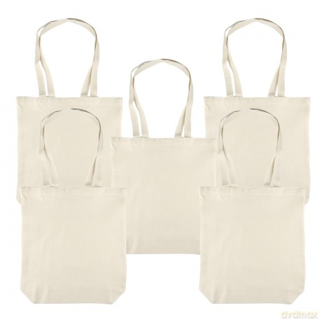Torba Bawełniana 220g 380x420x10 Poszerzana Z Uszami Bez Nadruku 5szt Naturalny
