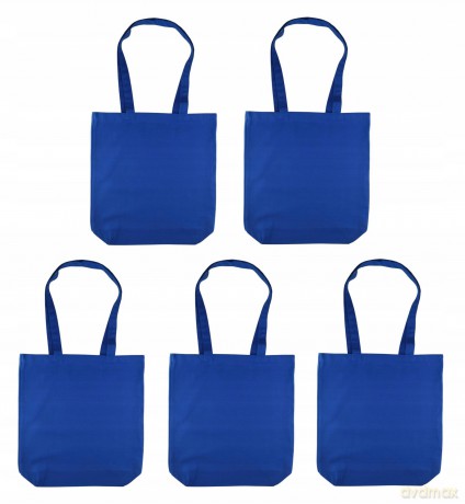 Torba Bawełniana 220g 380x420x10 Poszerzana Z Uszami Bez Nadruku 5szt Niebieski