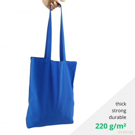Torba Bawełniana 220g 380x420x10 Poszerzana Z Uszami Bez Nadruku 5szt Niebieski