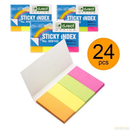 Zakładki Indeksujące Papierowe 20x50mm 4x40szt Kartonik 24szt