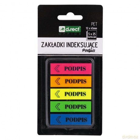 Zakładki Indeksujące Pet 12x45mm 5x25szt Podpis 24szt