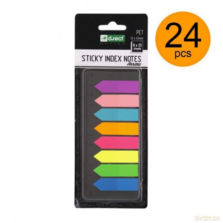 Zakładki Indeksujące Pet 12x45mm 8x25szt Strzałka Z Linijką 24szt