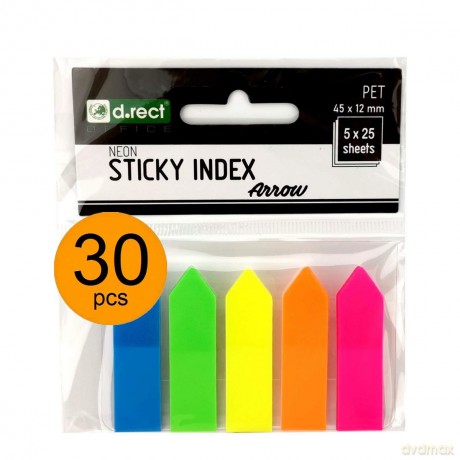 Zakładki Indeksujące Pet 45x12mm 5x25szt Strzałka 30szt
