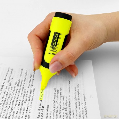 Zakreślacz D.Rect 1129 Żółty Gumowy Uchwyt 12szt