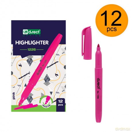 Zakreślacz D.Rect 1226 Różowy 12szt