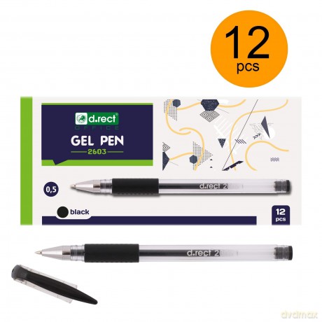 Pióro D.Rect Żel 2603 Czarny 12szt