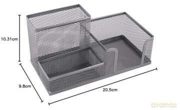 Przybornik Na Biurko Siatka 205x103x98mm Srebrny