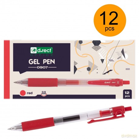 Pióro D.Rect Żel 0907 Czerwony 12szt