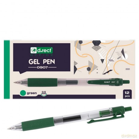 Pióro D.Rect Żel 0907 Zielony 12szt