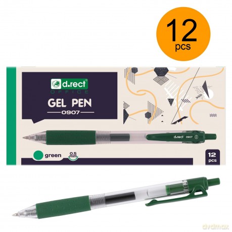 Pióro D.Rect Żel 0907 Zielony 12szt