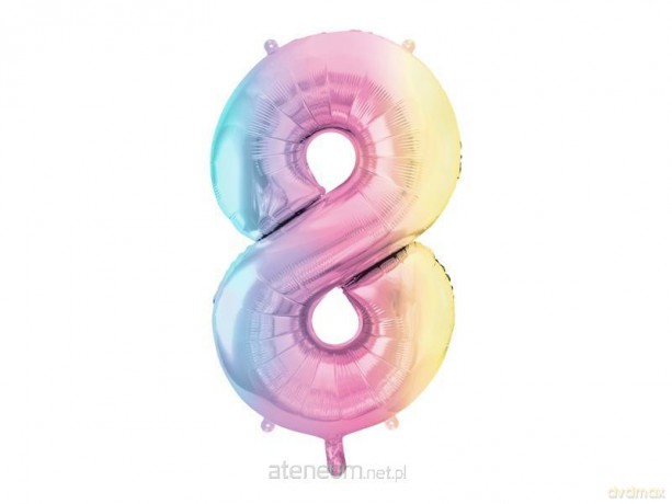 Balon foliowy 8 pastelowy tęczowy 86cm