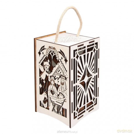 Lampion adwentowy drewniany Stajenka LED
