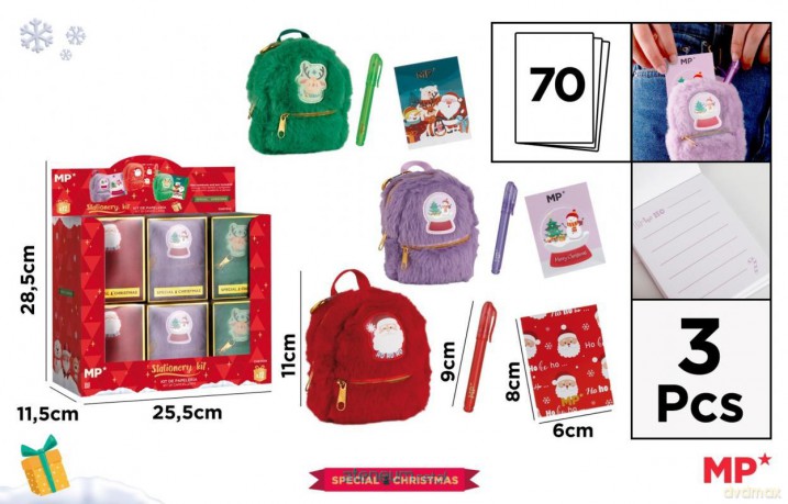 Pluszowy miniplecak BN z zestawem do pisania MIX