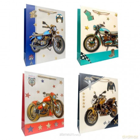 Torebka prezentowa dziecięca L Motocykl metal. mix