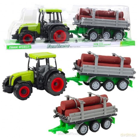 Traktor rolniczy z przyczepą do drewna