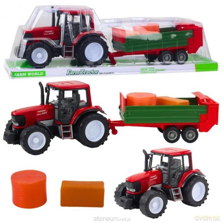 Traktor rolniczy z przyczepą zieloną