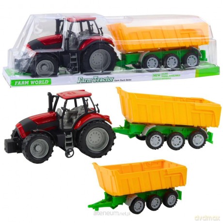 Traktor rolniczy z przyczepą zółtą