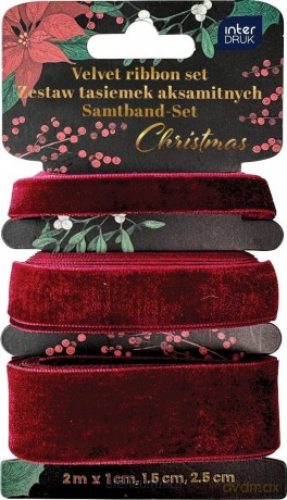 Zestaw tasiemek aksamitnych 3x2m Red Christmas