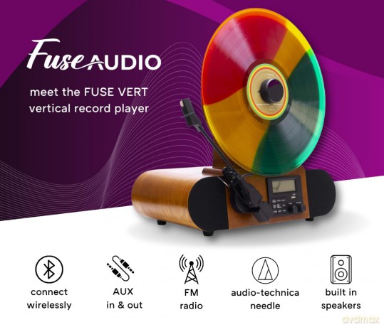 Fuse: Vert At Vertical Record Player With Audio Technica Cartridge. Bluetooth In/Out. And Fm Radio