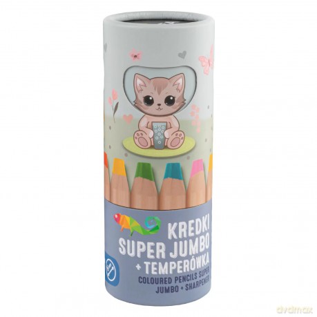 Kredki super jumbo 8 kolorów +temperówka