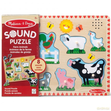 Muzyczne drewniane puzzle Farma Mellisa&Doug [PUZZLE]