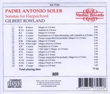 Antonio Soler: 15 Cembalosonaten [CD]