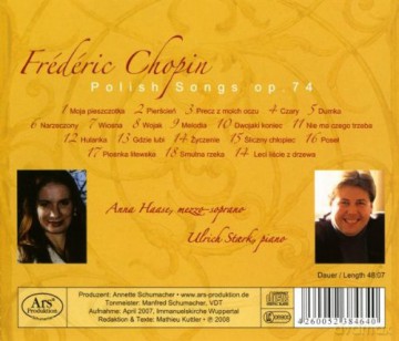 Frederic Chopin: 19 Lieder op.74 [CD]