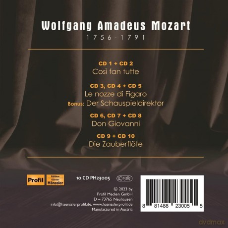 Wolfgang Amadeus Mozart: 5 Mozart-Opern (Historische Einspielungen aus Wien 1955) [10CD]