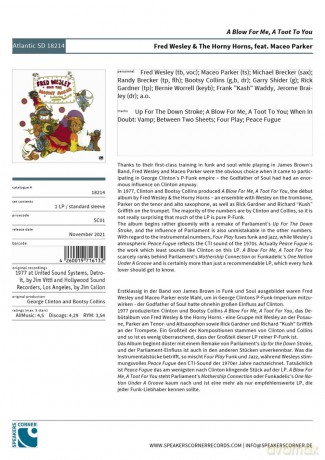 Fred Wesley: A Blow For Me, A Toot To You [Winyl]