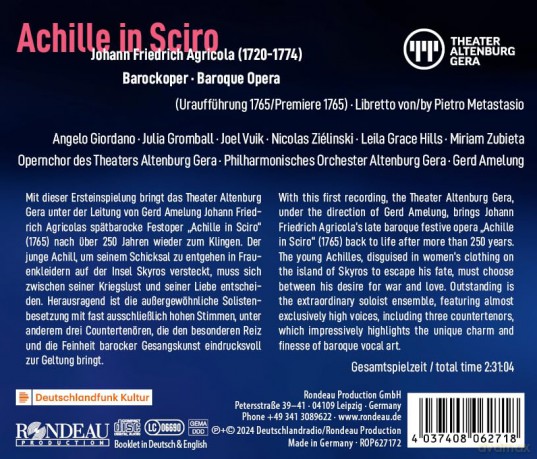 Johann Friedrich Agricola: Achille in Sciro [2CD]