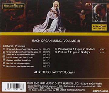 Albert Schweitzer spielt Bach Vol.3 [CD]