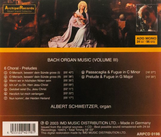 Albert Schweitzer spielt Bach Vol.3 [CD]