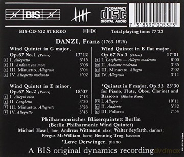 Franz Danzi: Blaeserquintette op.67 Nr.1-3 [CD]