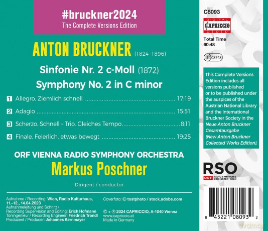 Anton Bruckner: Bruckner 2024 The Complete Versions Edition - Symphonie Nr.2 c-moll WAB 102 (1872) [CD]