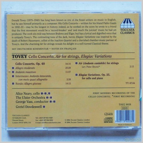 Donald Francis Tovey: Cellokonzert [CD]
