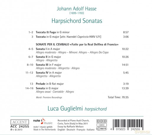 Johann Adolph Hasse: Cembalosonaten Nr.1-4 Fatte par la Real Delfina di Francia [CD]
