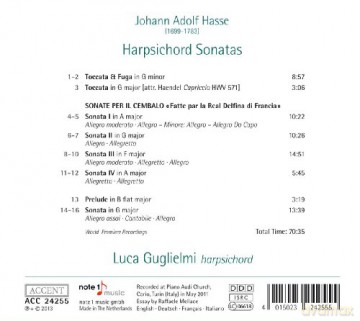 Johann Adolph Hasse: Cembalosonaten Nr.1-4 Fatte par la Real Delfina di Francia [CD]