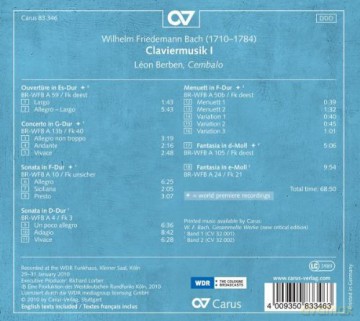 Wilhelm Friedemann Bach: Claviermusik I [CD]