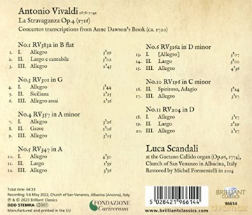 Antonio Vivaldi: Concerti op.4 Nr.1,3-6,10,11 La Stravaganza (Orgeltranskriptionen aus dem Anne Dawson's Book) [CD]