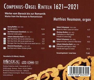 Die Compenius-Orgel St. Nikolai Rinteln 1621-2021 - Werke von Barock bis Romantik [CD]