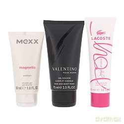 Zestaw podróżny - Lacoste Joy of Pink Żel pod prysznic 50 ml + Mexx Magnetic Woman Żel pod prysznic 50 ml + Valentino V pour Homme Żel pod prysznic 75 ml [KOSMETYKI]